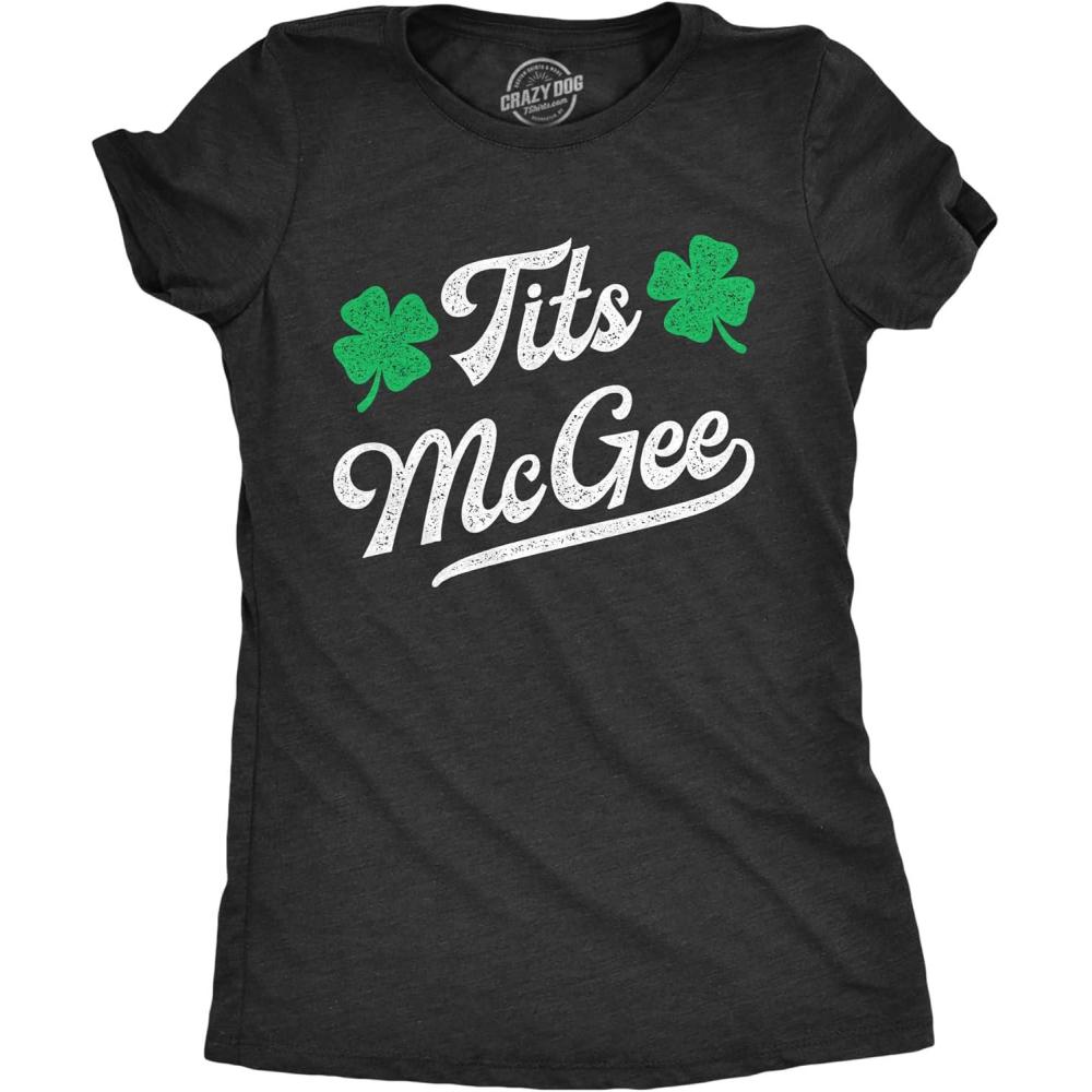 imageWomens Tits McGee T Shirt Funny St Pattys Day Parade Boobs Adult Humor Tee for LadiesHeather Black Tits