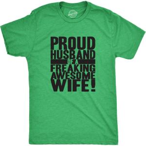 Crazy Dog T-Shirts Mens Proud Husband of a Freaking Awesome Wife Funny Valentines Day T Shirt (Heather Green) – XL