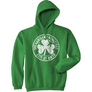 Crazy Dog T-Shirts Shenanigan Enthusiast Hoodie Funny St Patricks Day Sweatshirt Cool Green Graphic Novelty Sweatshirt(Green)