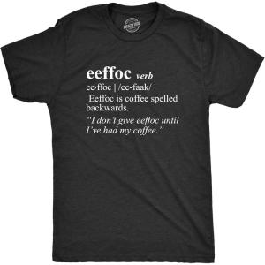Mens Eeffoc T Shirt Funny Coffee Caffeine Addicted Hilarious Sarcasm Graphic Tee(Heather Black)