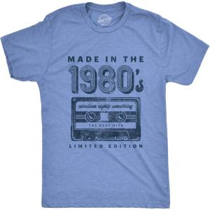 Mens Made in The 1980s T Shirt Funny Retro Cassette Tape Music Graphic Tee