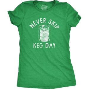 Womens Funny T Shirts Never Skip Keg Day St Patricks Day Drinking Tee for Ladies(Heather Green – Keg)