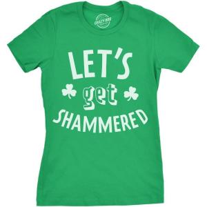 Womens Lets Get Shammered T Shirt Funny Green Drinking Tee for St Pattys Day(Green)