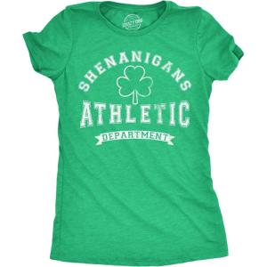 Womens Tee Shenanigans Athletic Department Funny St Patricks Day Graphic T Shirt(Heather Green – Shenanigans Athletic Dept)