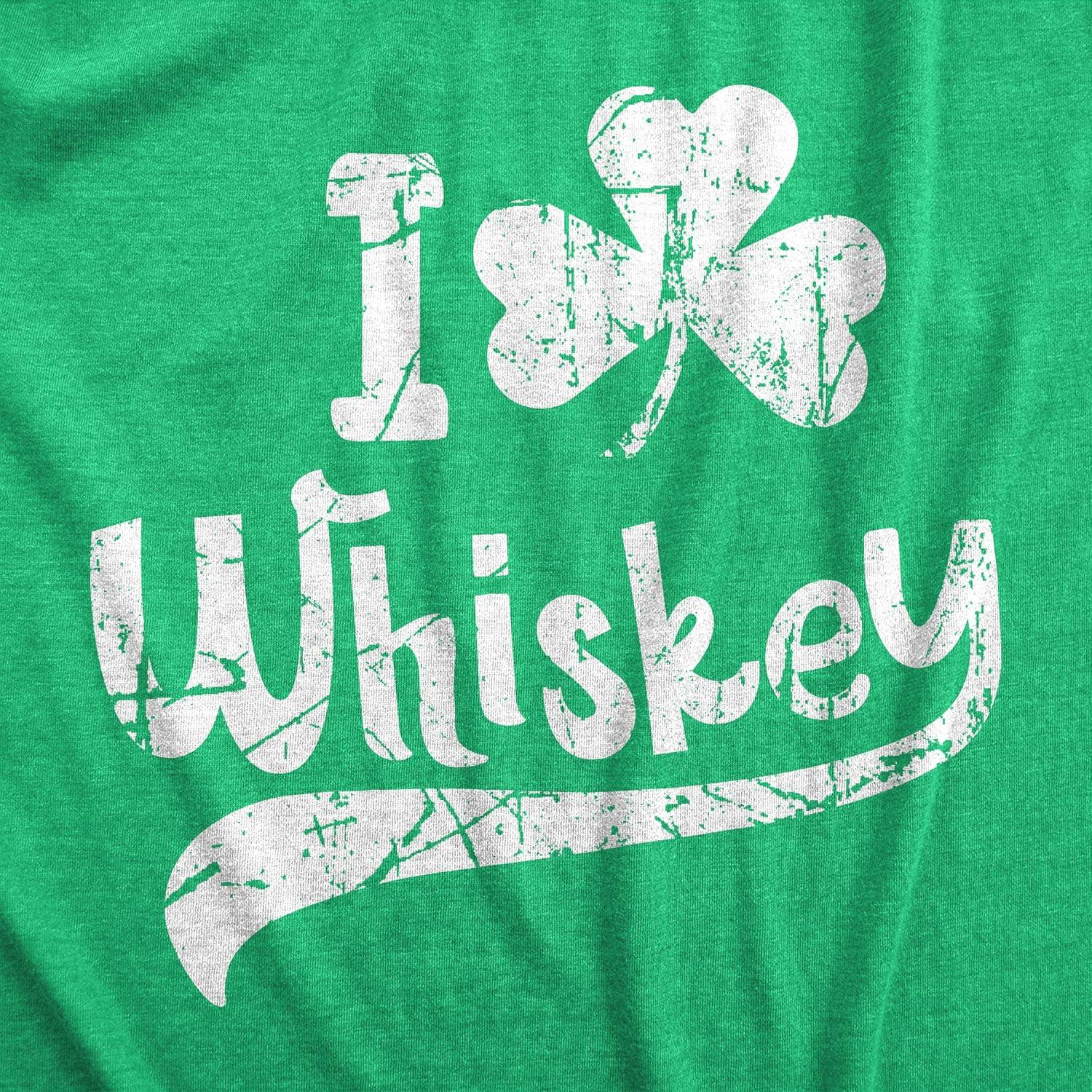 imageMens Funny St Patricks Day Shirt I Love Whiskey Clover Graphic Tee Irish Drinking Party OutfitHeather Green Whiskey