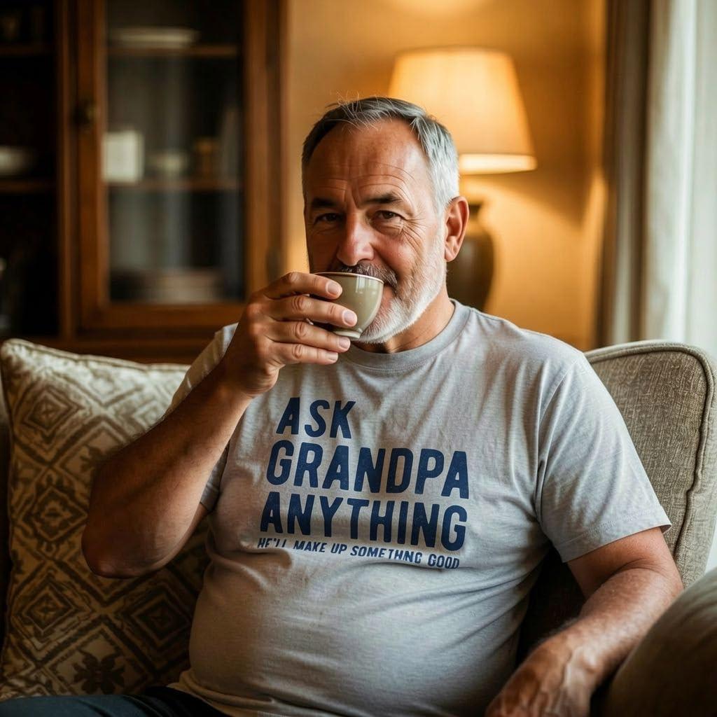 imageMens Ask Grandpa Anything Hell Make Up Something Good T Shirt Funny Fathers Day TeeLight Heather Grey