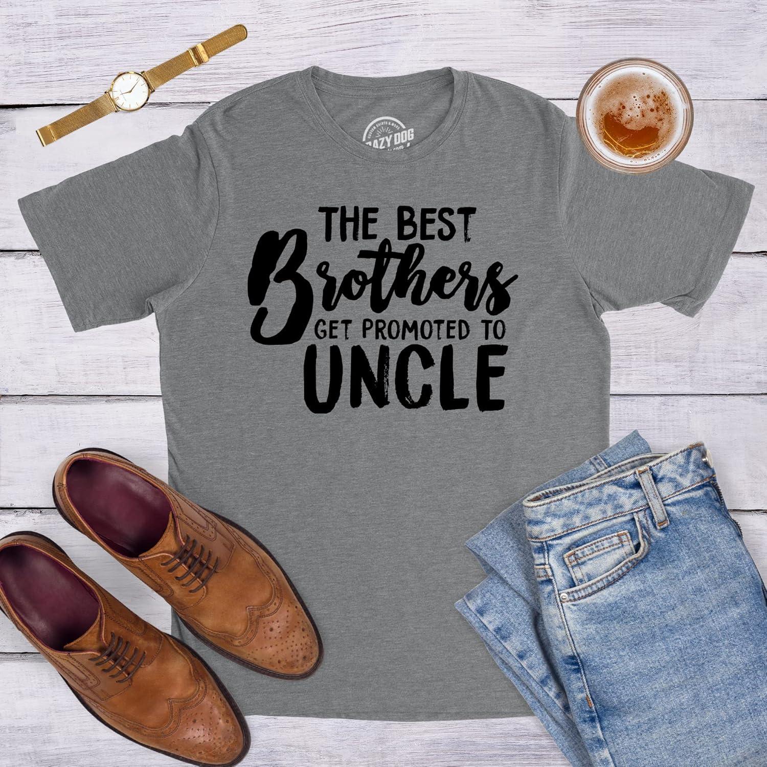 imageMens Best Brothers Get Promoted to Uncle Funny T Shirt Family Graphic Cool HumorBlack