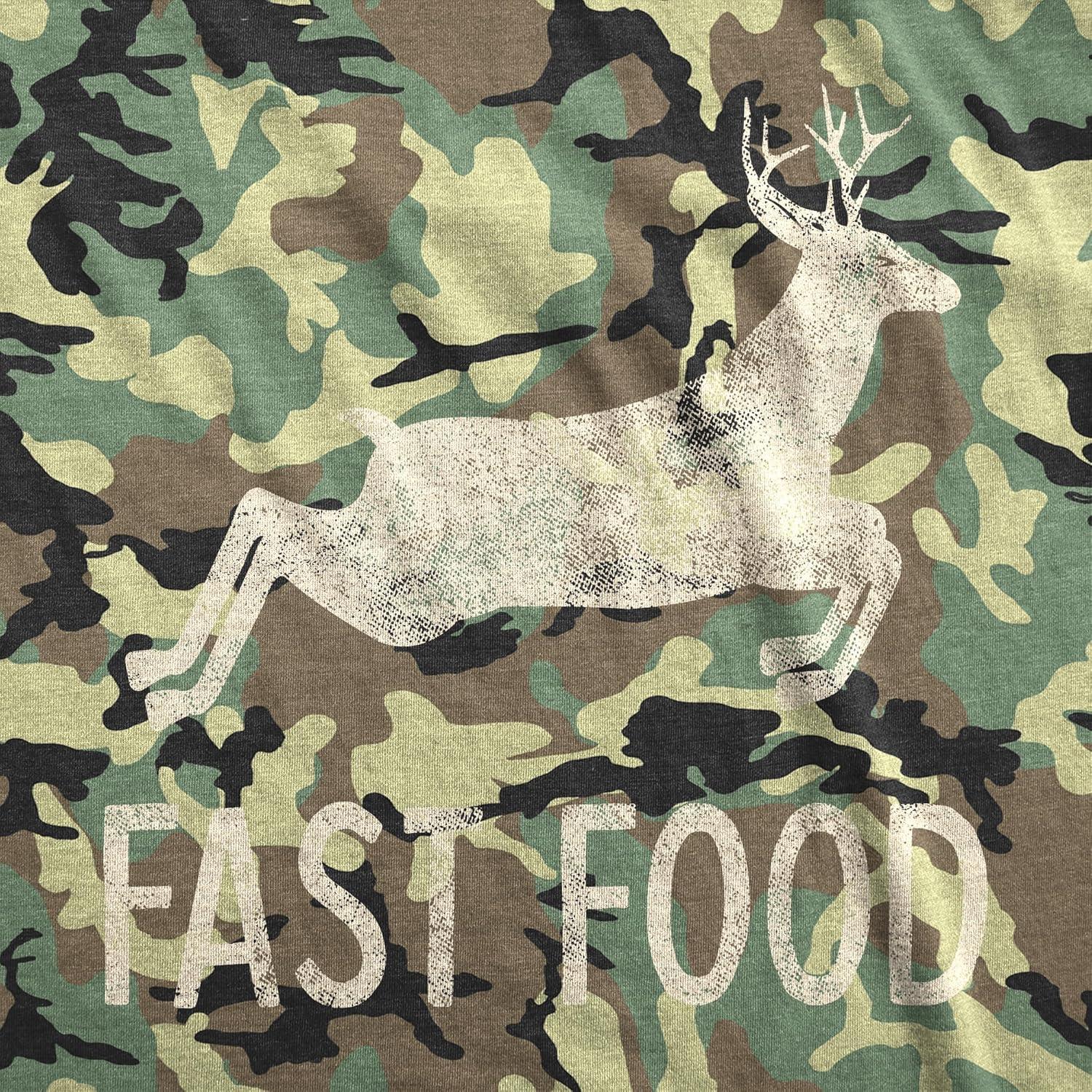 imageMens Fast Food T Shirt Funny Deer Hunting Season Novelty Graphic TeeCamo Fast Food