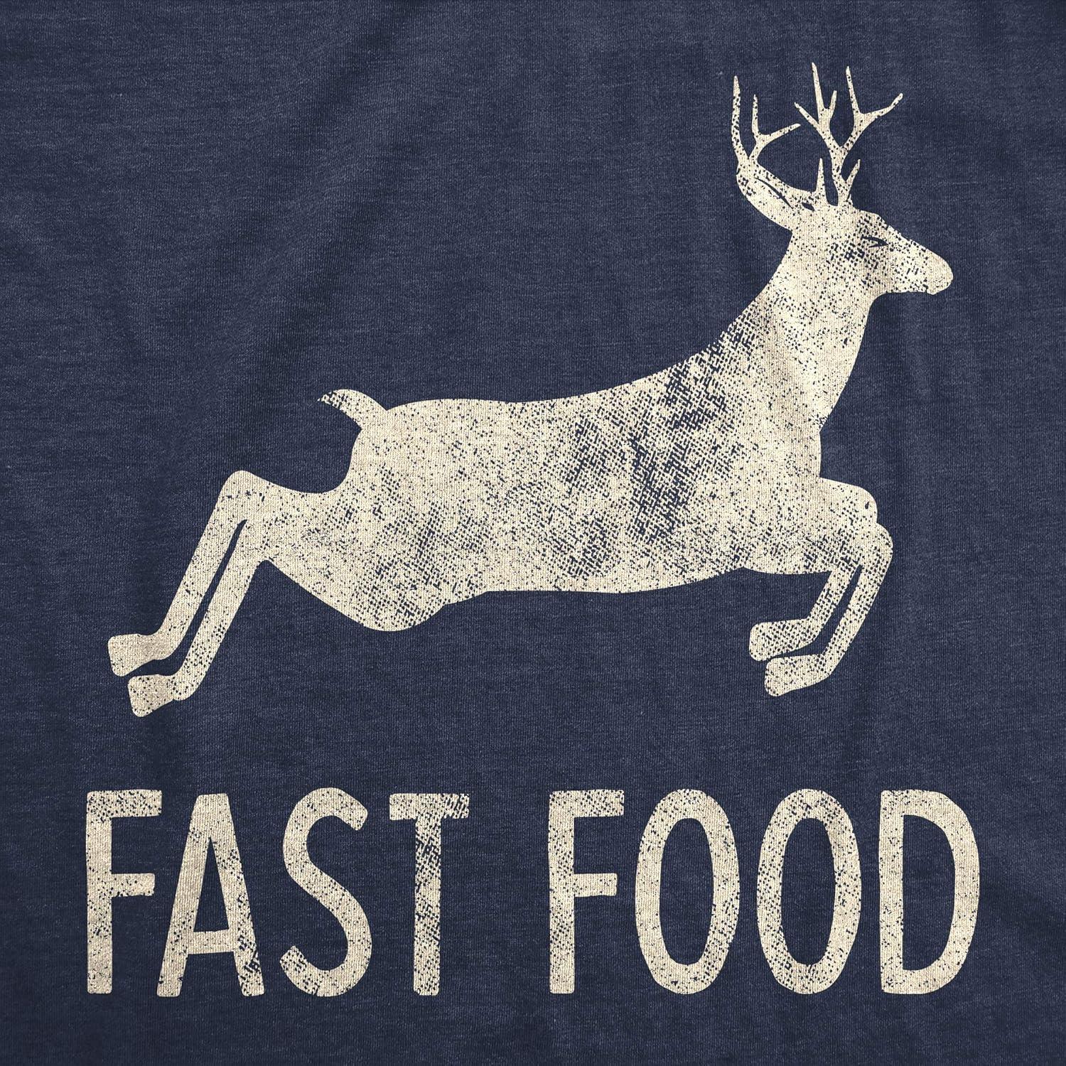 imageMens Fast Food T Shirt Funny Deer Hunting Season Novelty Graphic TeeHeather Navy Fast Food