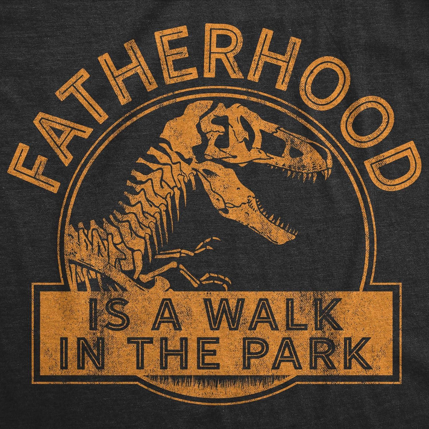 imageMens Fatherhood is A Walk in The Park T Shirt Funny Fathers Day Dinosaur Movie Graphic TeeHeather Black