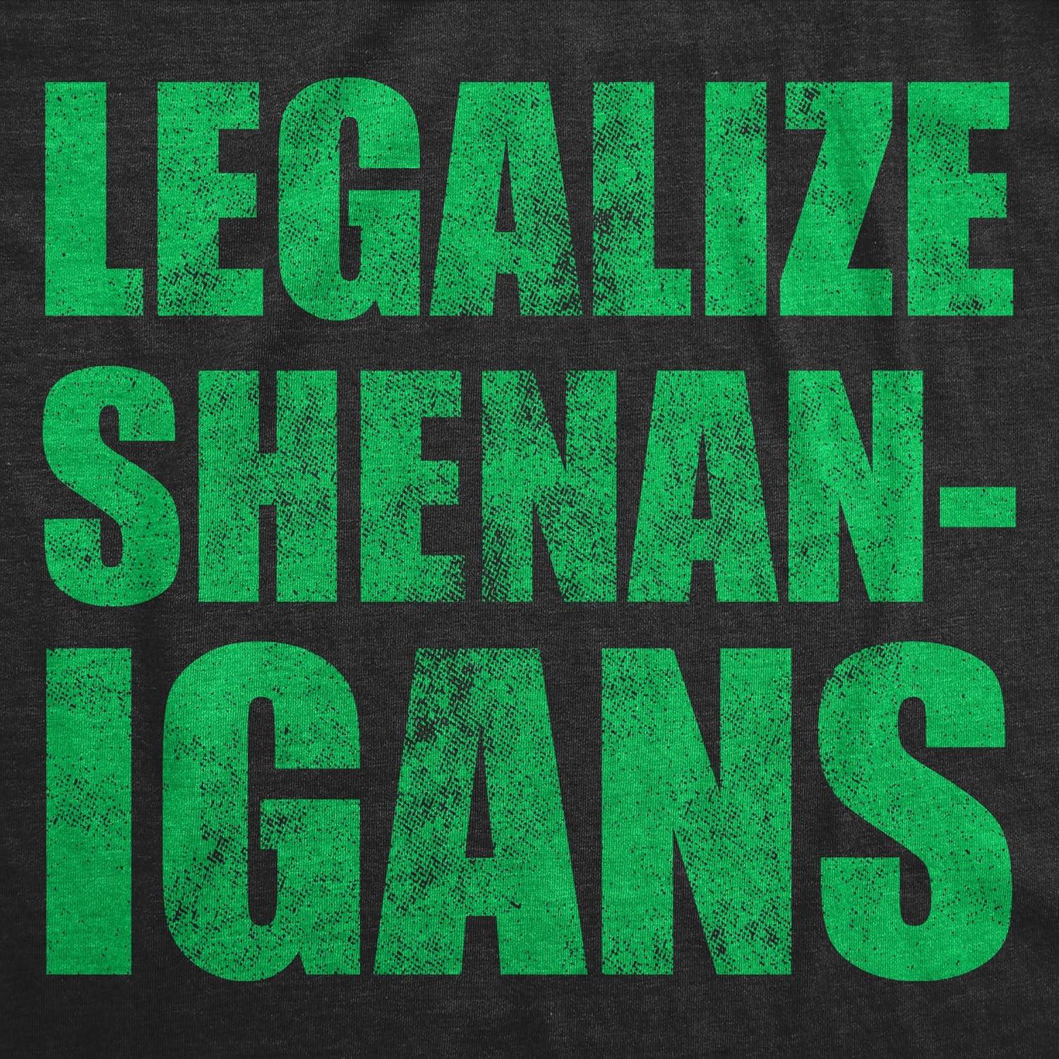 imageMens Funny T Shirts Legalize Shenanigans Sarcastic St Patricks Day Tee for MenHeather Black Legalize Shenanigans