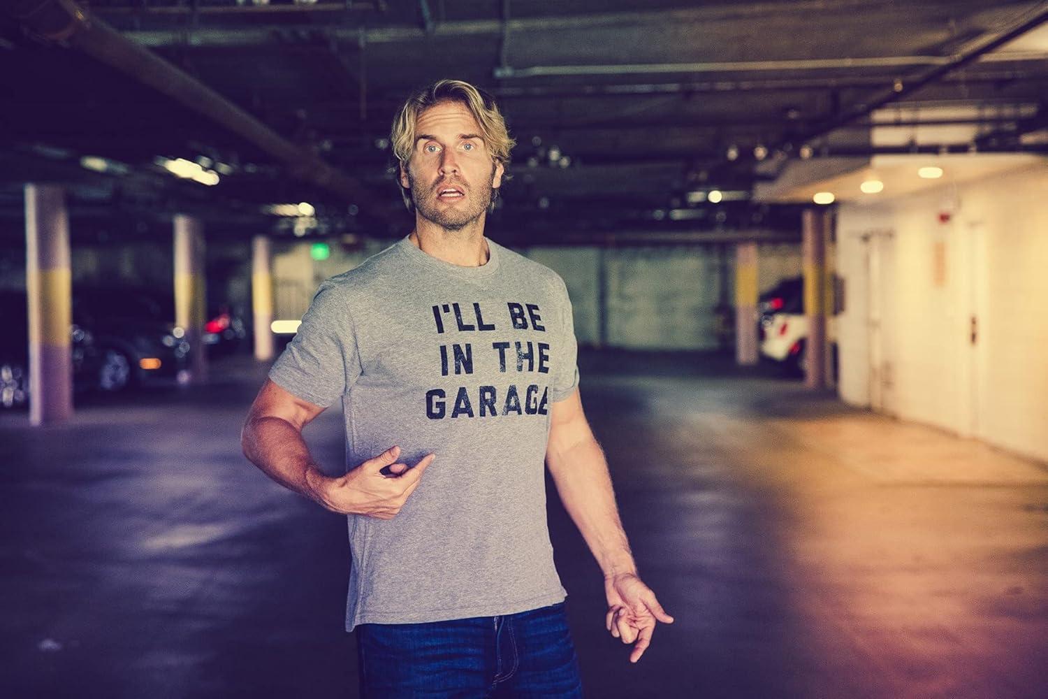 imageMens Ill Be in The Garage T Shirt Funny Car Mechanic Dad Graphic Novelty TeeDark Heather Grey