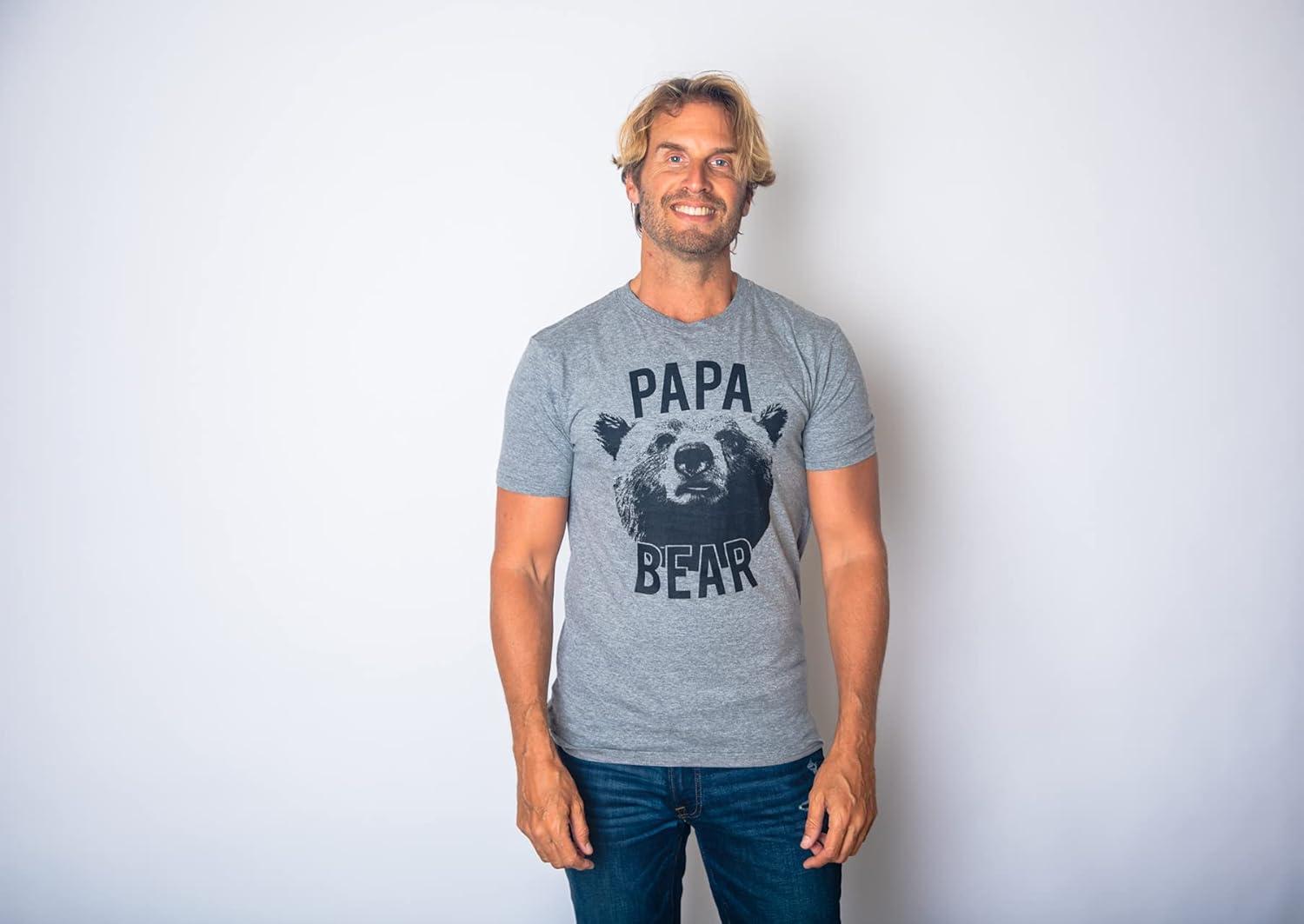 imageMens Papa Bear T Shirt Funny Fathers Day Idea for Dad Papa Hilarious HusbandDark Heather Grey