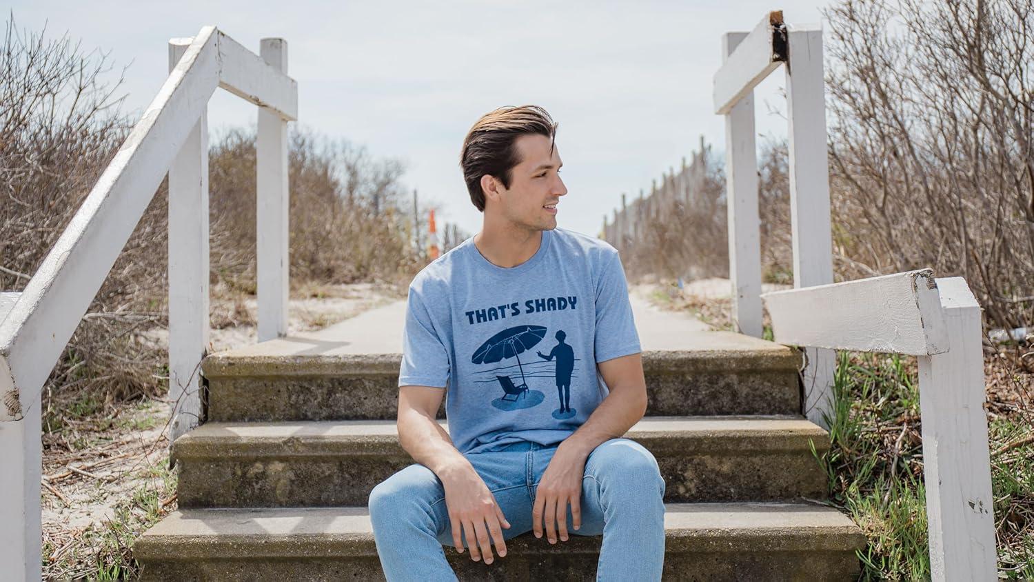 imageMens Thats Shady T Shirt Funny Beach Vacation Sarcastic Hilarious Graphic TeeHeather Light Blue