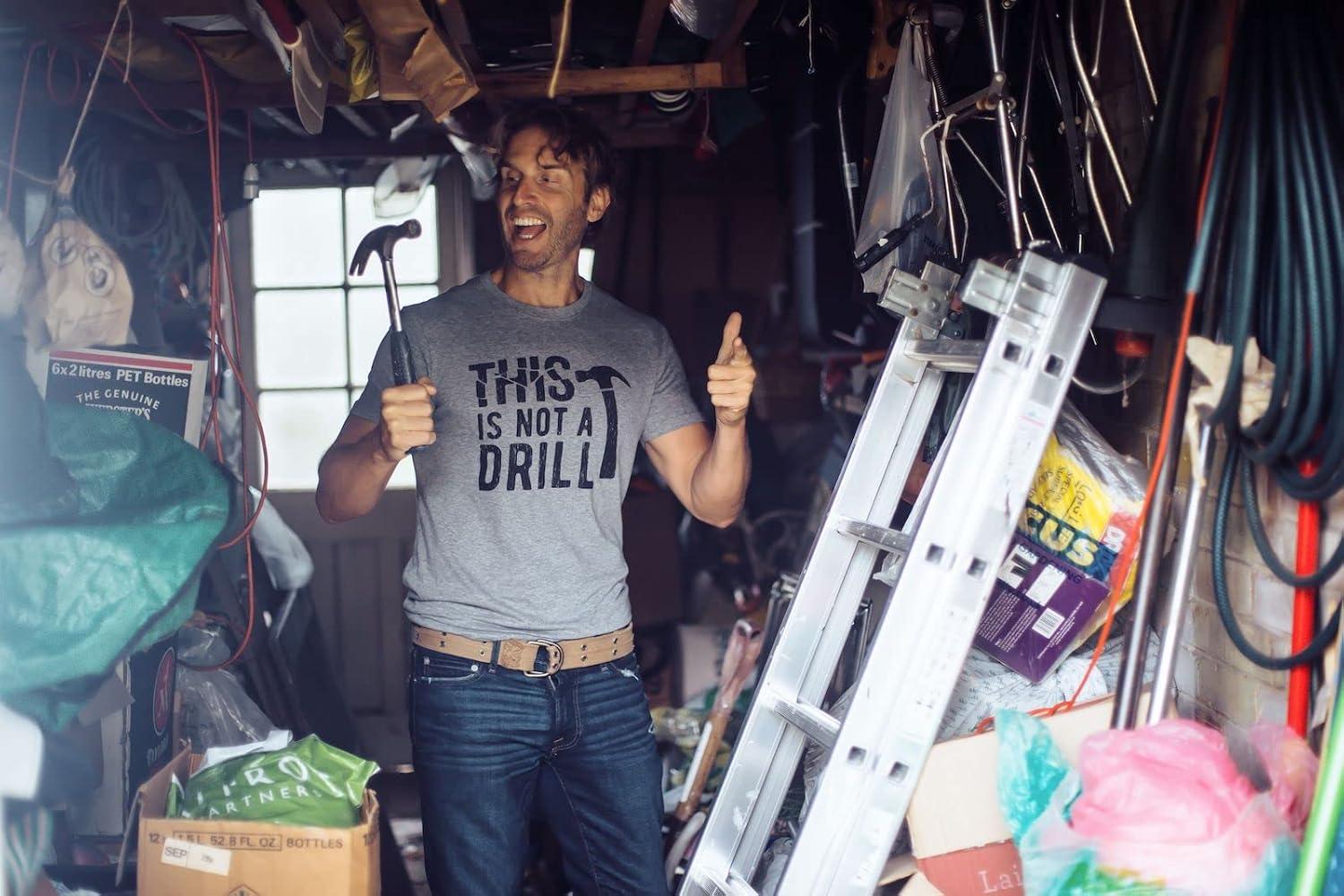 imageMens This is Not A Drill T Shirt Tools Hammer Shirt for Dad Funny Fathers Day Idea TeeDark Heather Grey