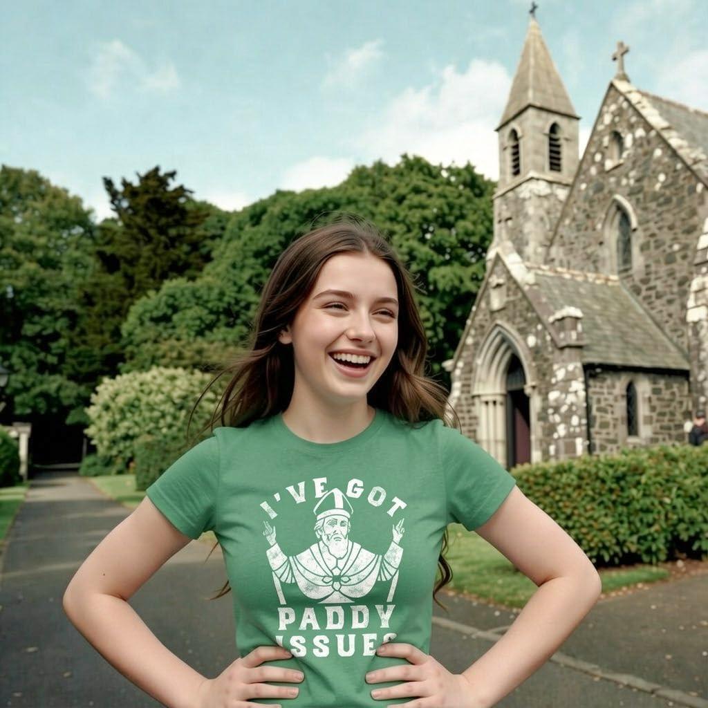 imageWomens Funny T Shirts Ive Got Paddy Issues St Patricks Day Sarcastic Grapahic TeeHeather Green Paddy Issues
