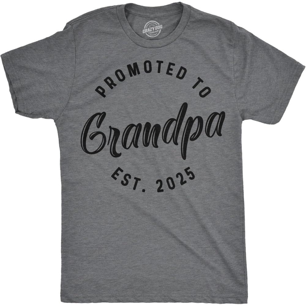 imageCrazy Dog Mens Shirts Promoted to Papa Grandpa or Uncle 2025 Funny Fathers Day TeesGrandpa 2025
