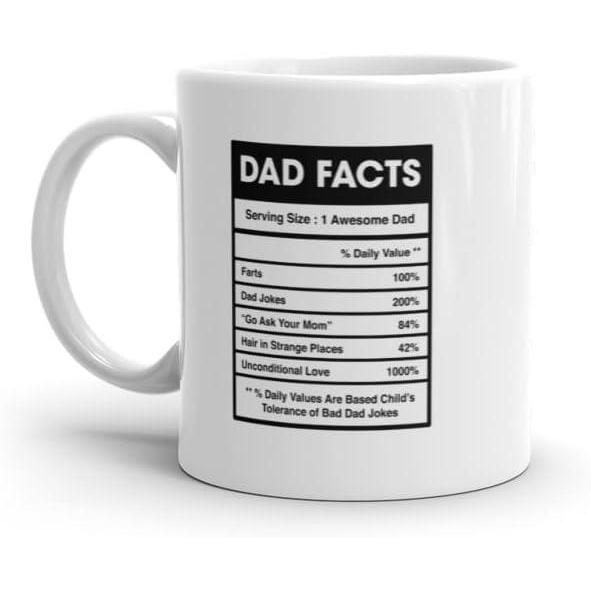 imageCrazy Dog TShirts Dad Joke Coffee Mug Dad Nutrition Facts Cup Gag Gift for Men Who Love Humor and Coffee