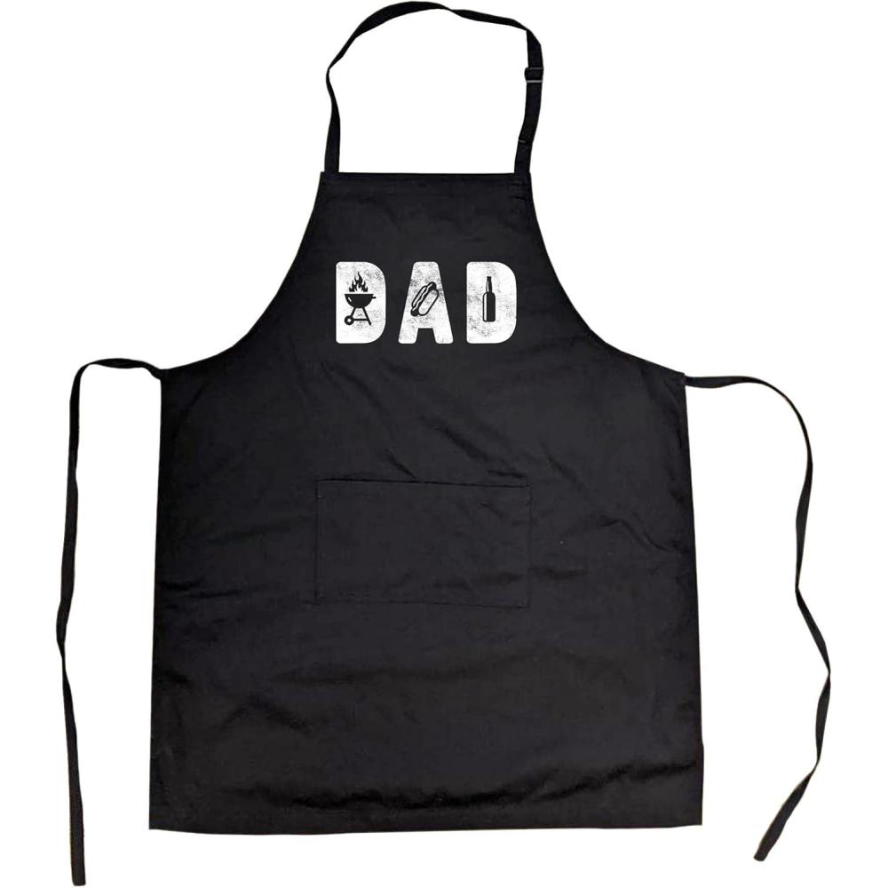 imageCrazy Dog TShirts Funny Cooking Apron for Men DAD BBQ Utensil Graphic Black Grill Smock with Pocket