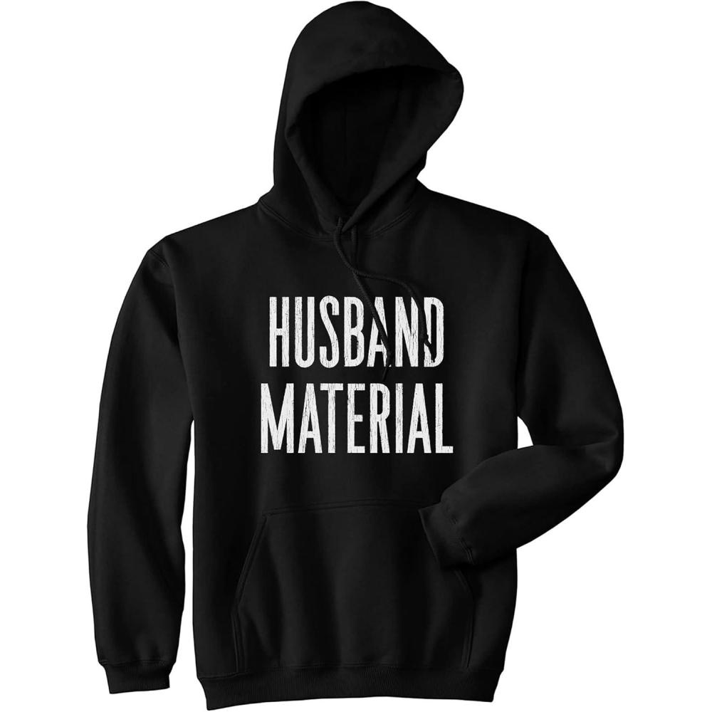 imageCrazy Dog TShirts Husband Material Unisex Hoodie Funny Wedding Marriage Engaged Groom Hooded SweatshirtBlack