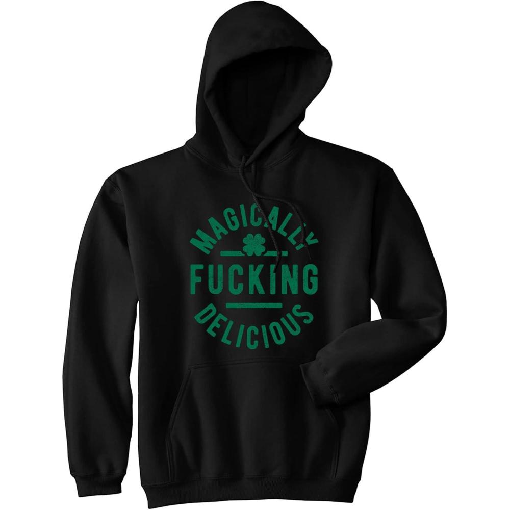 imageCrazy Dog TShirts Magically Fcking Delicious Hoodie Funny Offensive St Patricks Day Parade Outfit Graphic Sweat ShirtHeather Black
