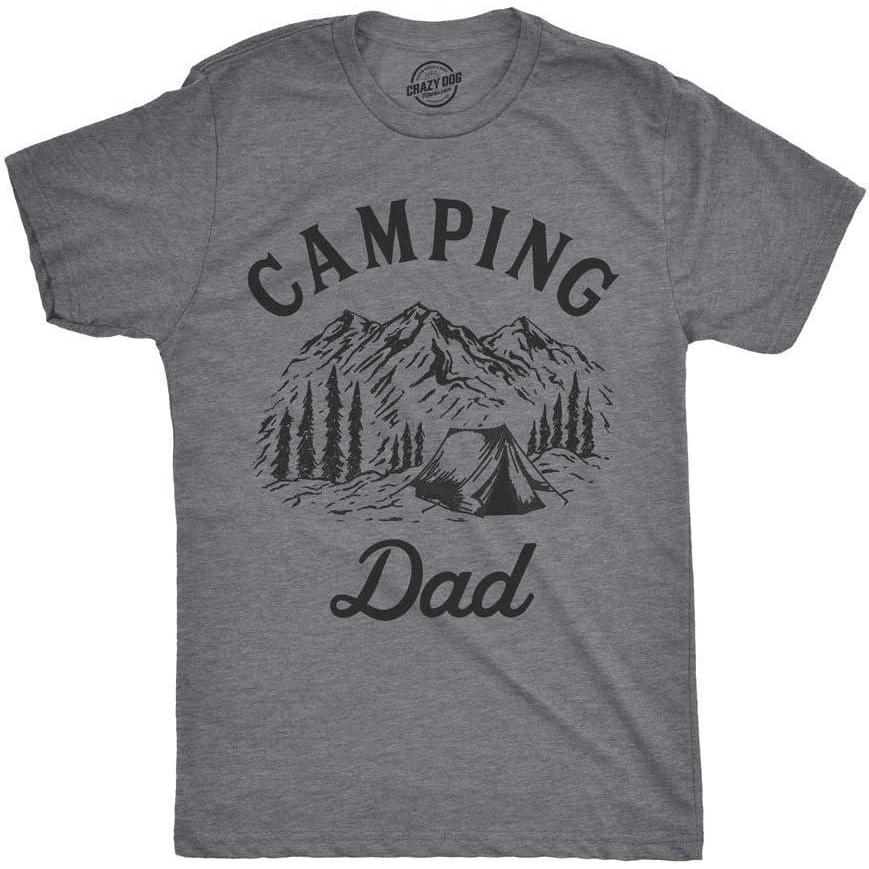 imageCrazy Dog TShirts Mens Camping Dad Tshirt Cool Outdoor Vacation Fathers Day TeeDark Heather Grey
