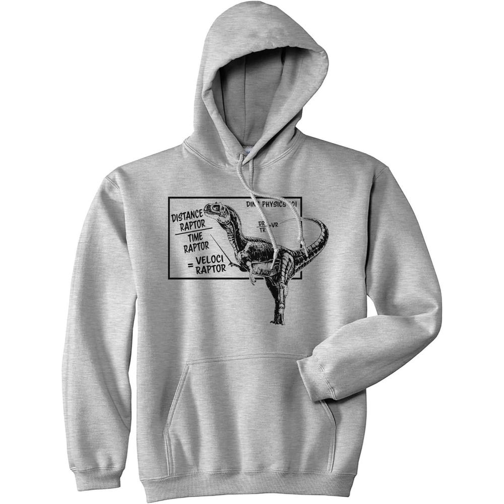 imageCrazy Dog TShirts Velociraptor Hoodie Funny Nerdy Dinosaur Science Math Graphic SweatshirtHeather Grey