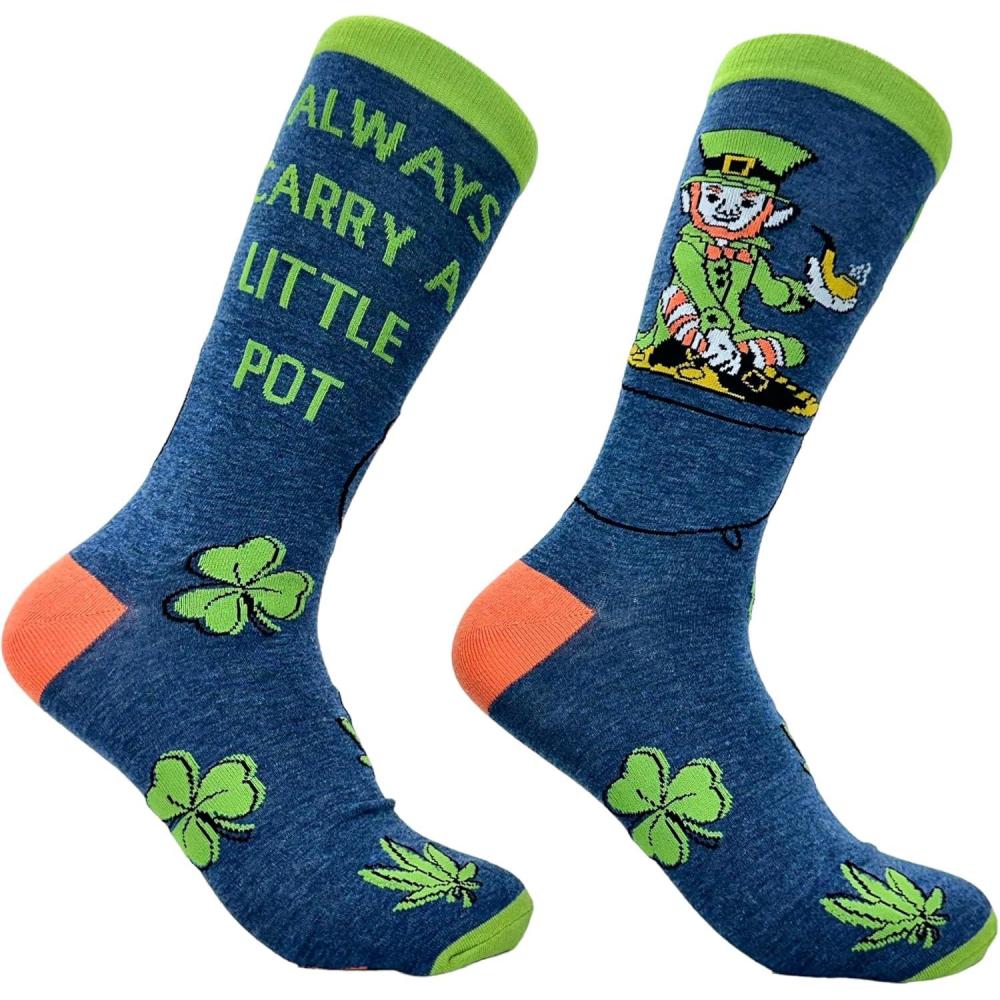 imageCrazy Dog TShirts Womens I Always Carry A Little Pot Socks Funny Saint Pattys Day 420 Smoking Joke Footwear