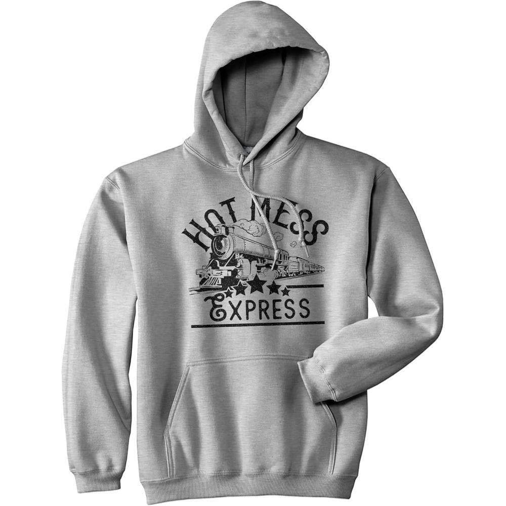 imageHot Mess Express Hoodie Funny Party Hangover Train Hooded Sweatshirt Heather Grey Heather Grey
