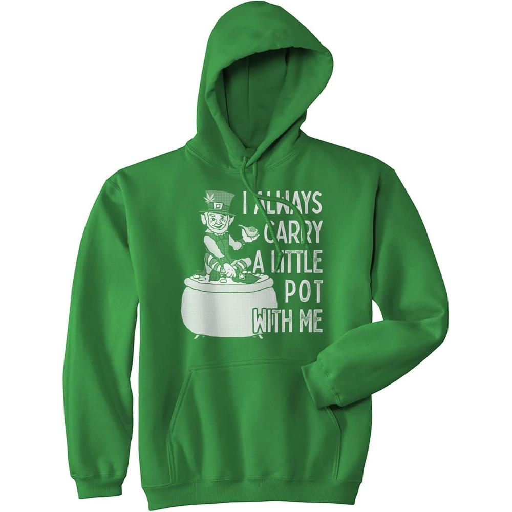imageI Always Carry A Little Pot with Me Hoodie Funny St Patricks Day Parade 420 Saint Pat Graphic Sweat ShirtGreen
