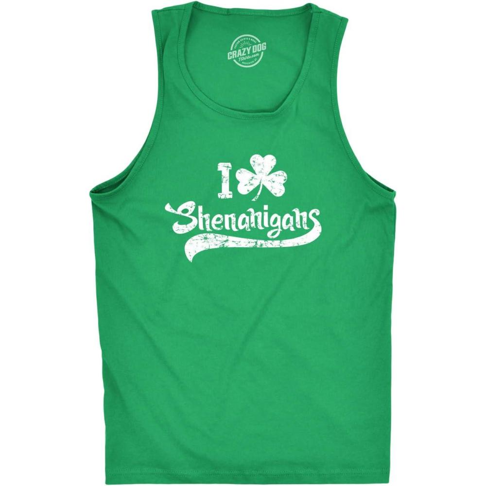 imageI Clover Shenanigans Tank Top Funny Shirt for Saint Patricks Day St Patty OutfitGreen