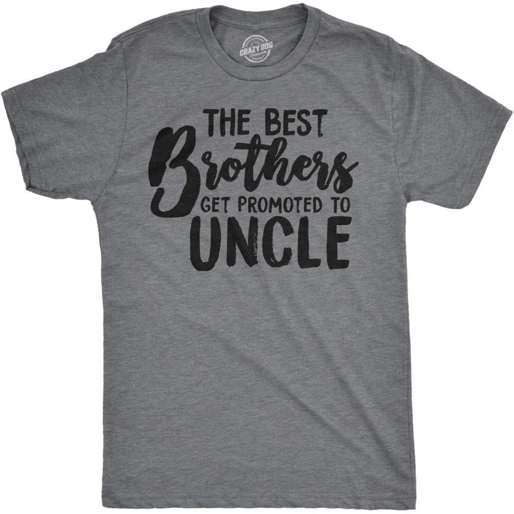 imageMens Best Brothers Get Promoted to Uncle Funny T Shirt Family Graphic Cool HumorDark Heather Grey