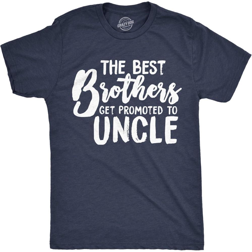 imageMens Best Brothers Get Promoted to Uncle Funny T Shirt Family Graphic Cool HumorHeather Navy Brother to Uncle