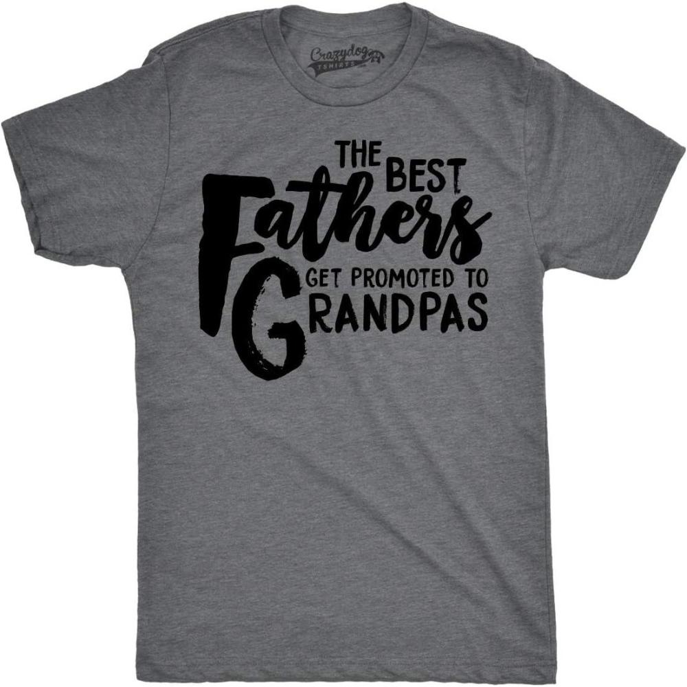 imageMens Best Fathers Get Promoted to Grandpas Funny Family Relationship T ShirtDark Heather Grey