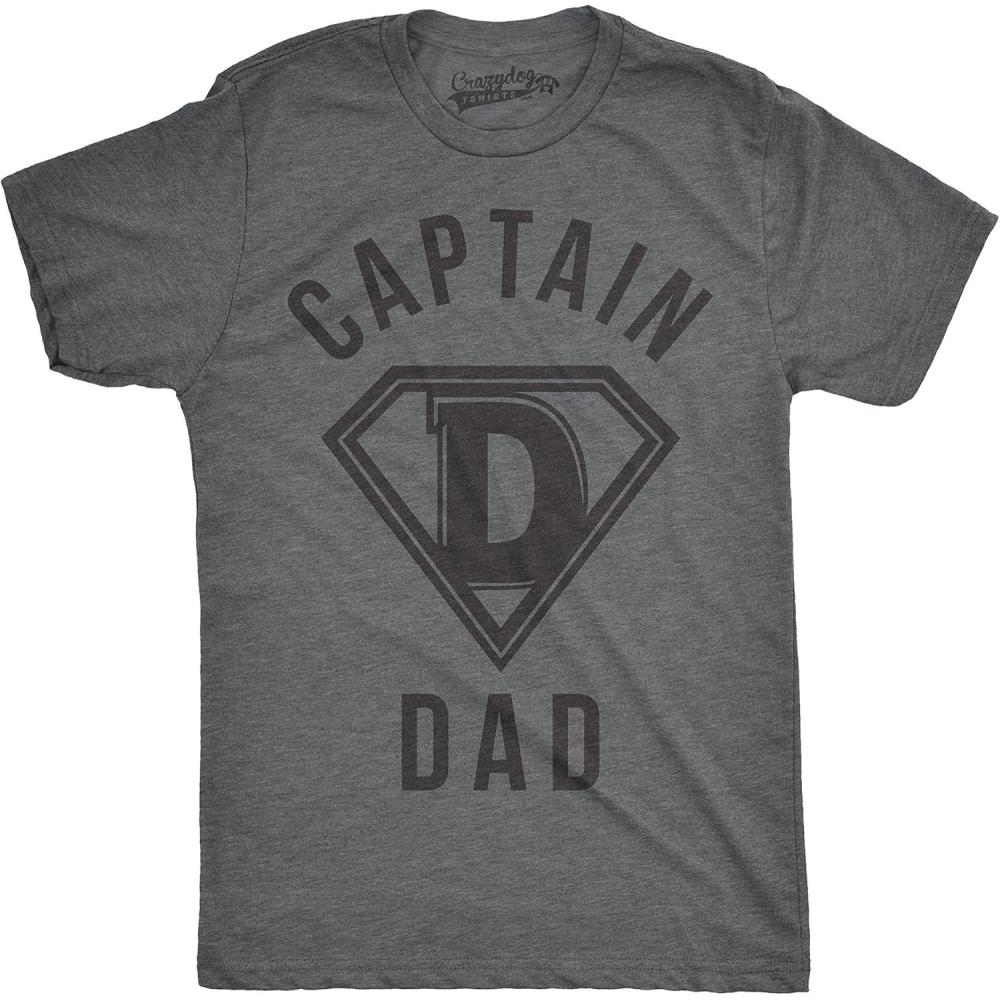 imageMens Captain Dad Funny T Shirt Hilarious Hero Gift Idea for Fathers TeeDark Heather Grey