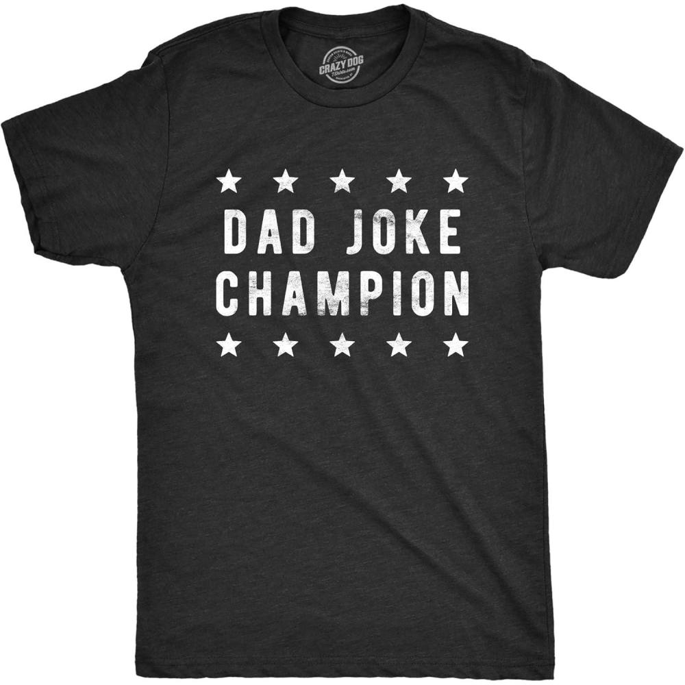imageMens Dad Joke Champion T Shirt Funny Fathers Day Comedy TeeHeather Black