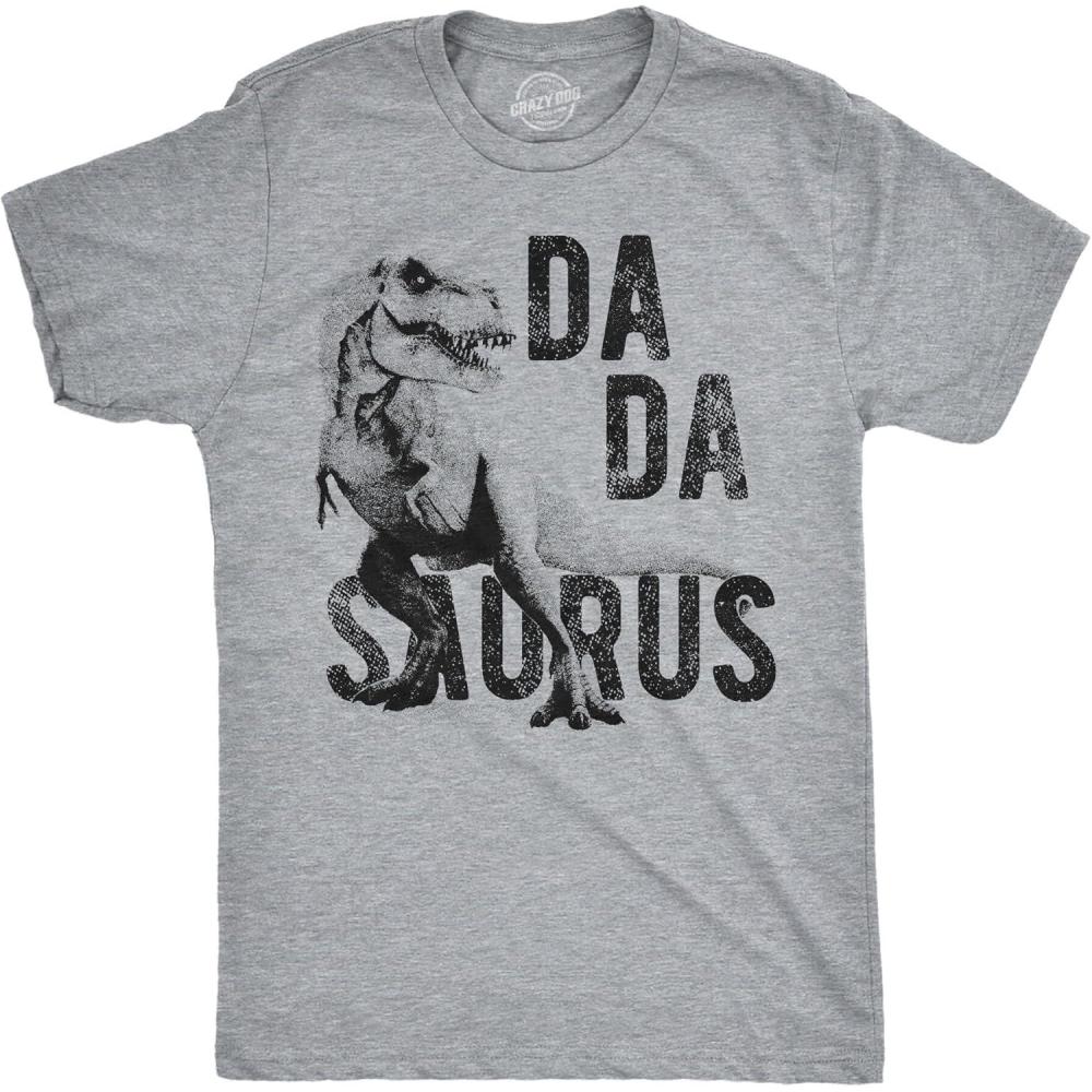 imageMens Dadasaurus Trex T Shirt Funny Fathers Day Dinosaur Papa Graphic Novelty TeeDark Heather Grey