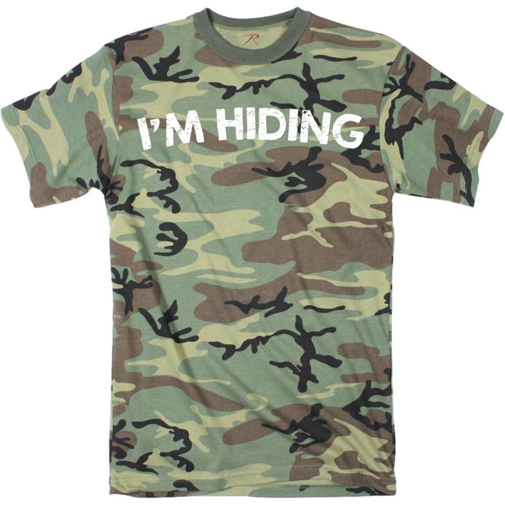 imageMens Im Hiding Camo T Shirt Funny Sarcastic Military Hunting Novelty Dad JokeCamo