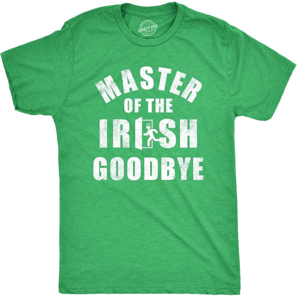 imageMens Master of The Irish Goodbye T Shirt Funny Ditching Leaving Joke Tee for GuysHeather Green Goodbye