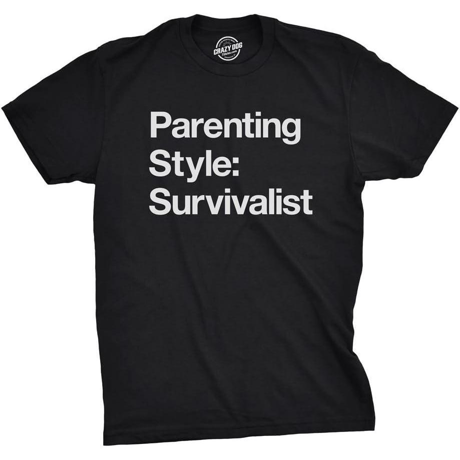 imageMens Parenting Style Survivalist T Shirt Funny Sarcastic Dad Tee for Guys