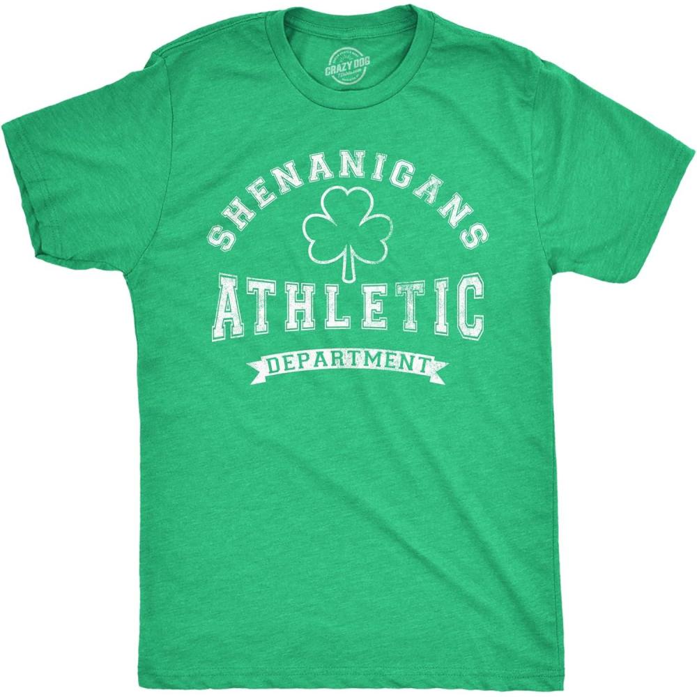 imageMens Tee Shenanigans Athletic Department Funny St Patricks Day Graphic T ShirtHeather Green Shenanigans Athletic Dept