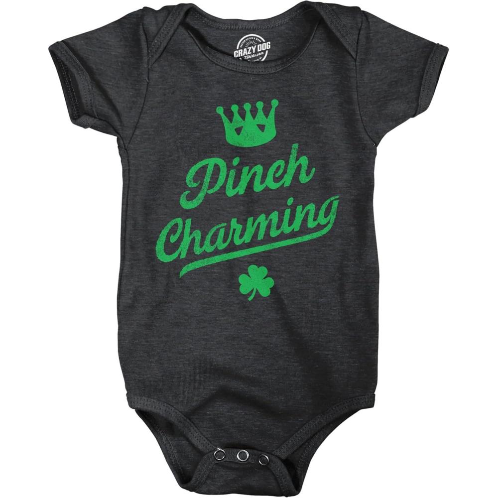 imagePinch Charming Baby Bodysuit Funny St Pattys Day Parade Pinching Joke Jumper for InfantsHeather Black  Pinch Charming