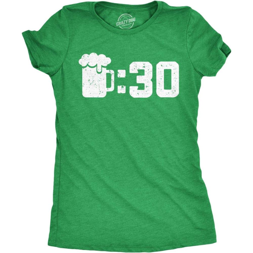 imageWomens Beer Thirty T Shirt Funny Drinking Saint Patricks Day Sarcastic Irish TeeHeather Green