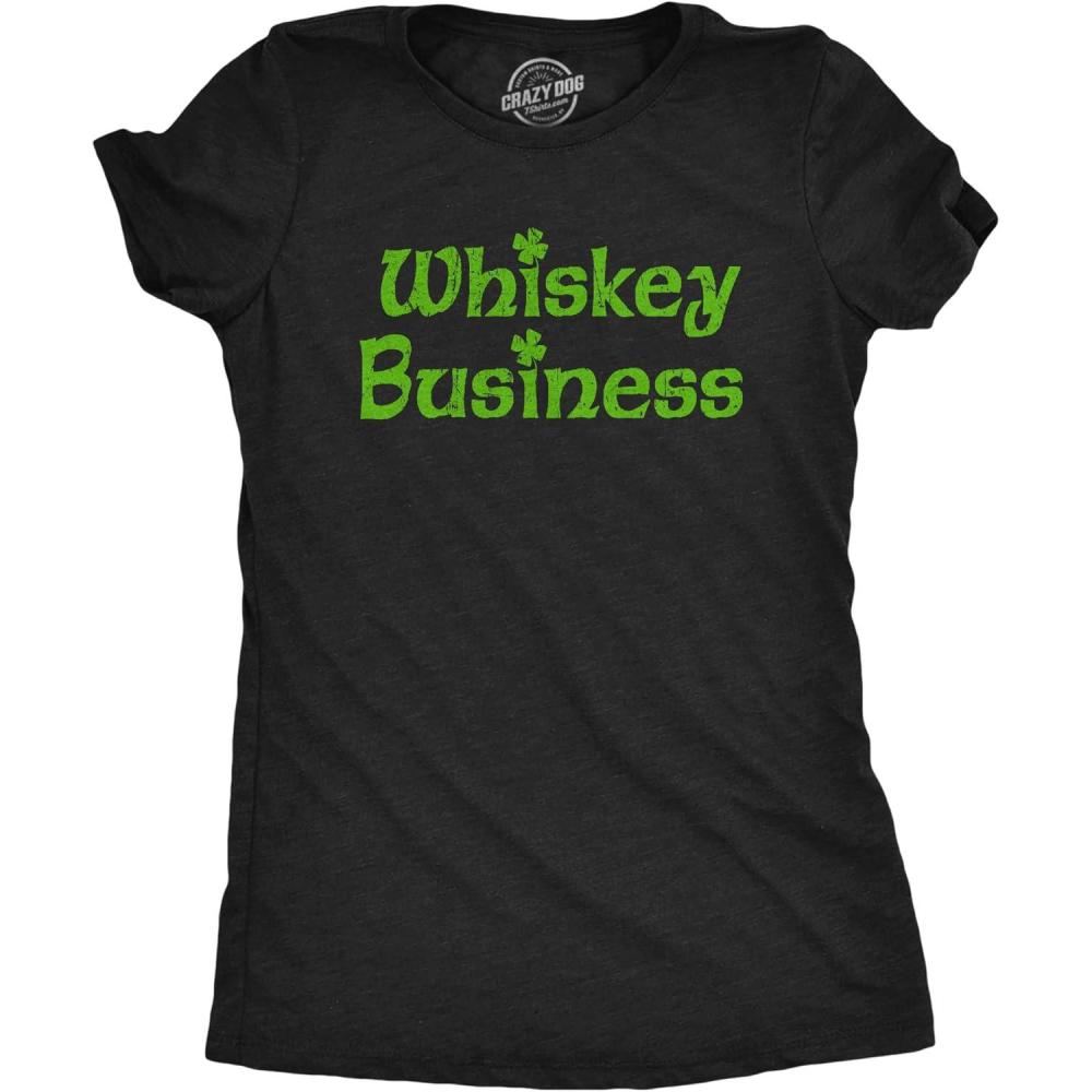 imageWomens Whiskey Business Funny Drinking T Shirt St Patricks Day Tee for LadiesHeather Black Business