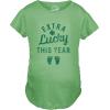 Maternity Extra Lucky This Year T Shirt Funny St Patricks Day Parade Novelty Pregnancy Tee(Heather Green)