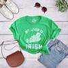 Womens My Liver is Irish T Shirt Funny Saint Patricks Day Saying Humor Drinking(Heather Green)