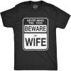 Mens Beware of Wife Forget The Dog Funny Gift for Dad Husband Sarcastic T Shirt(Heather Black)