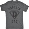 Mens Captain Dad Funny T Shirt Hilarious Hero Gift Idea for Fathers Tee(Dark Heather Grey)