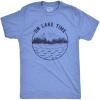Mens On Lake Time Tshirt Cool Outdoor Camping Tee for Guys(Heather Light Blue)
