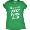 Womens This is My Lucky Puking T Shirt Funny Saint Patricks Day St Patty Tee(Heather Green)